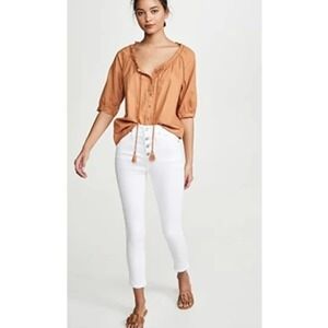 Madewell 10'' High Rise Crop  White Jeans Button‎ Fly Denim Size 32